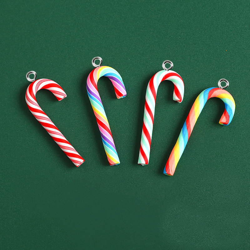 Resin Art Earrings - 10pcs Cute Clay Christmas Pendants Charms