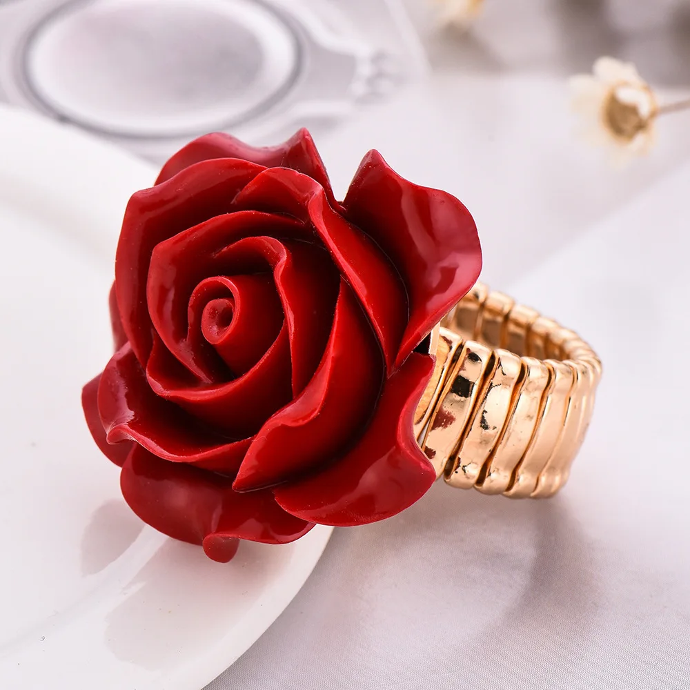 Resin Art Ring - New Arrival red colors Resin Rose