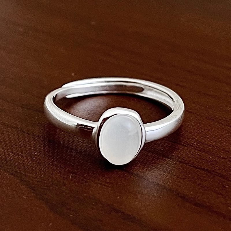 Resin Art Ring - Classic Simple Sterling Silver Adjustable Oval