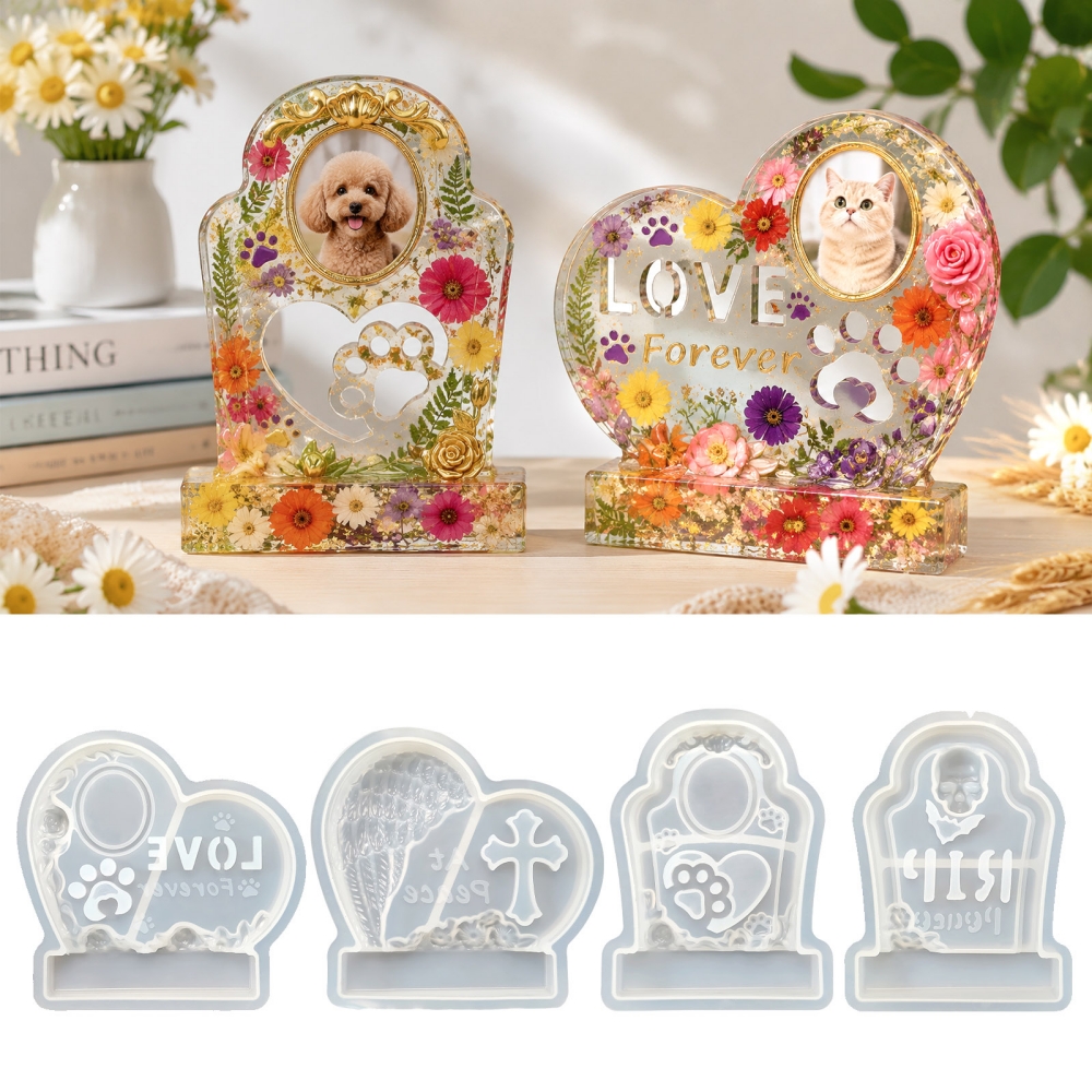 Resin Art Frame - S0304 Heart-Shaped Tombstone Memorial Picture Frame