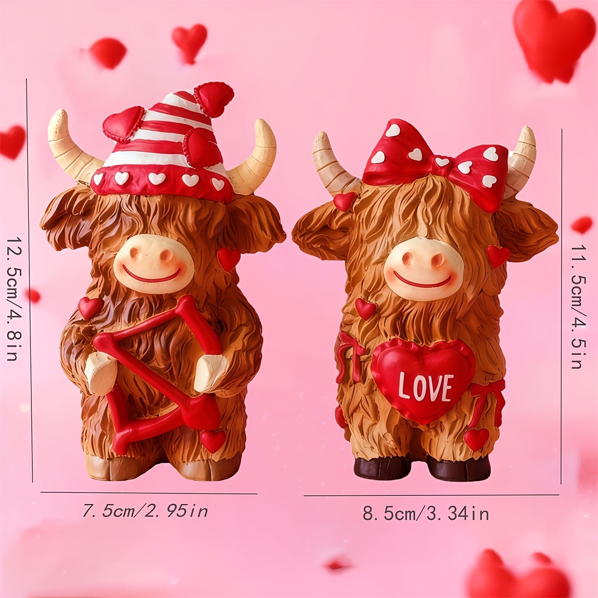 Resin Art Gift For Wedding - Highland Cow Couple Resin Ornament Cupid