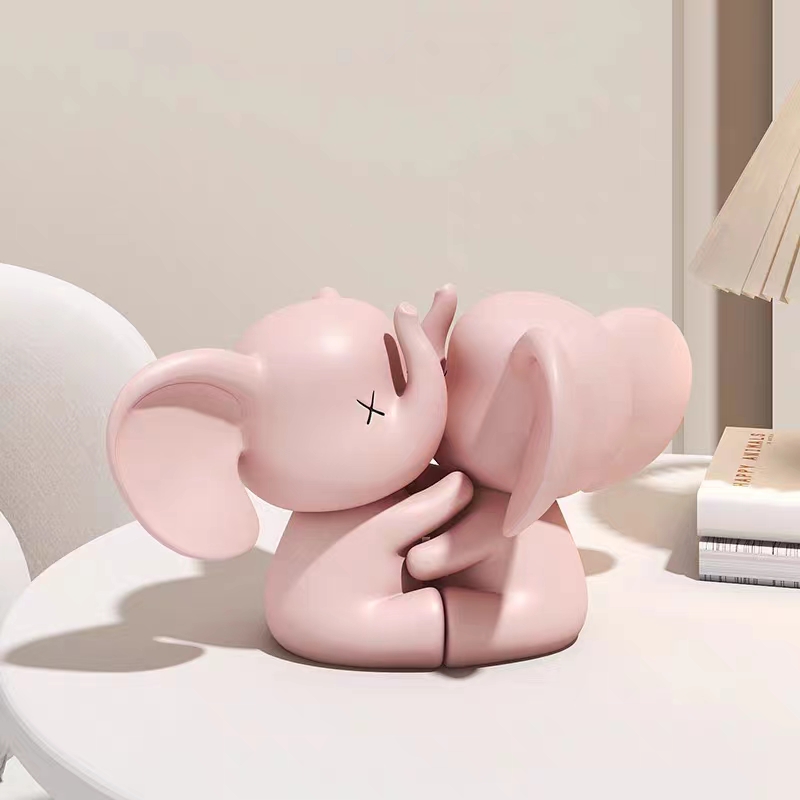 Resin Art Gift For Wedding - Elephant Hugging Ornaments Cartoon Pair Elephant