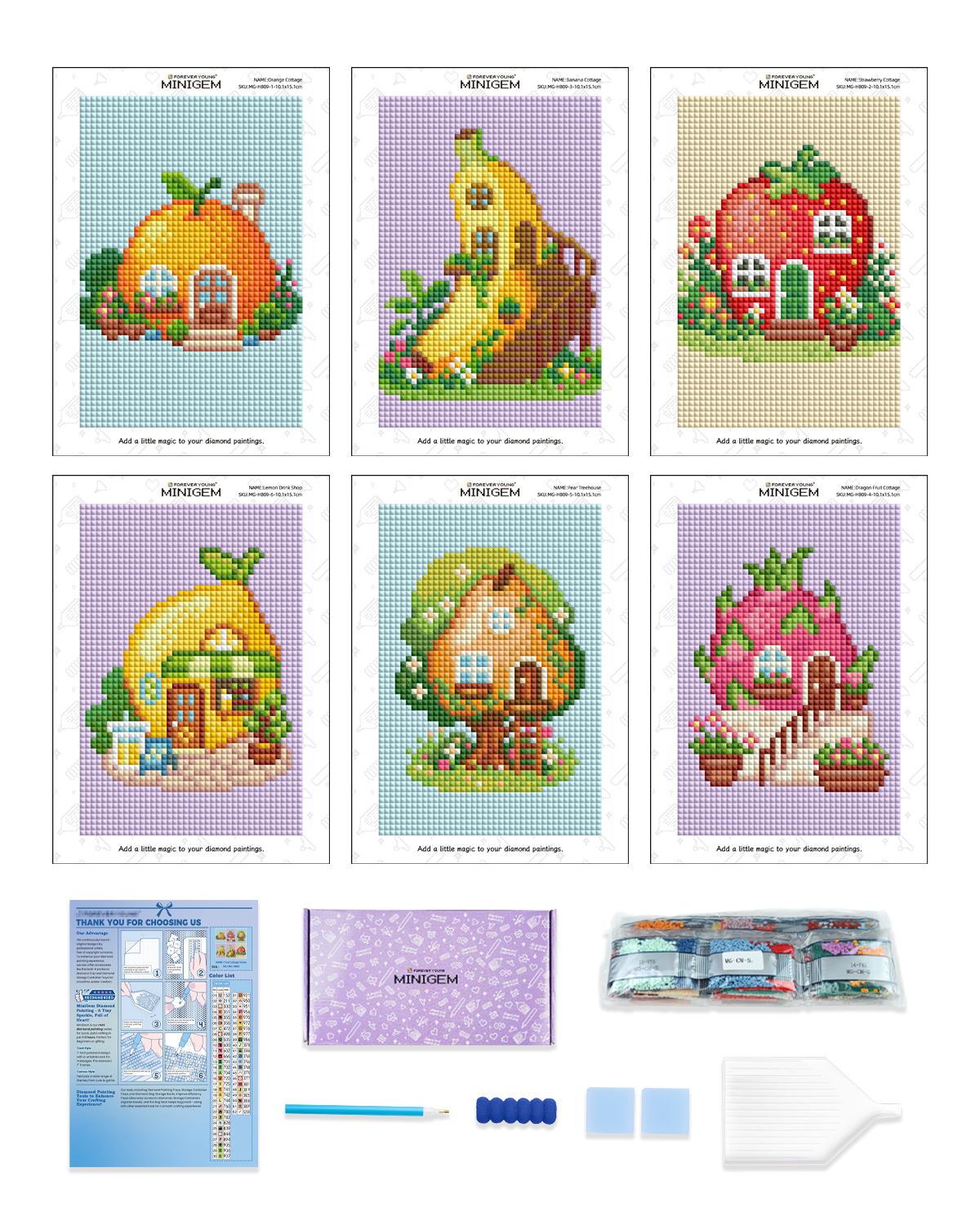 Resin Art Kits For Adults - Forever Young Minigem 6PCS Fruit Cottage