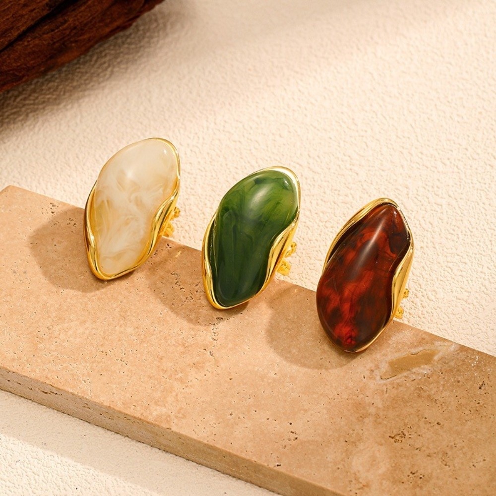 Vintage Stainless Steel Geomet - Resin Art Ring avaliação e preço