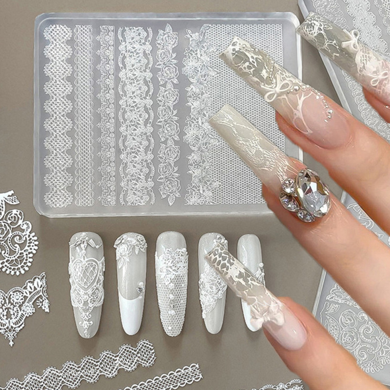 1pc Lace 3D Silicone Nail Mold - Resin Art Template avaliação e preço