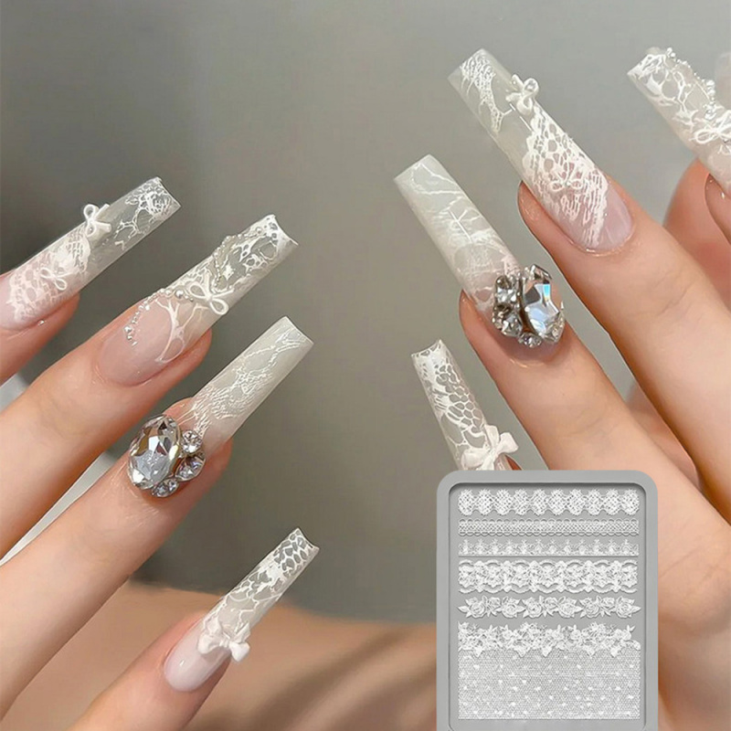 1pc Lace 3D Silicone Nail Mold - Resin Art Template avaliação e preço