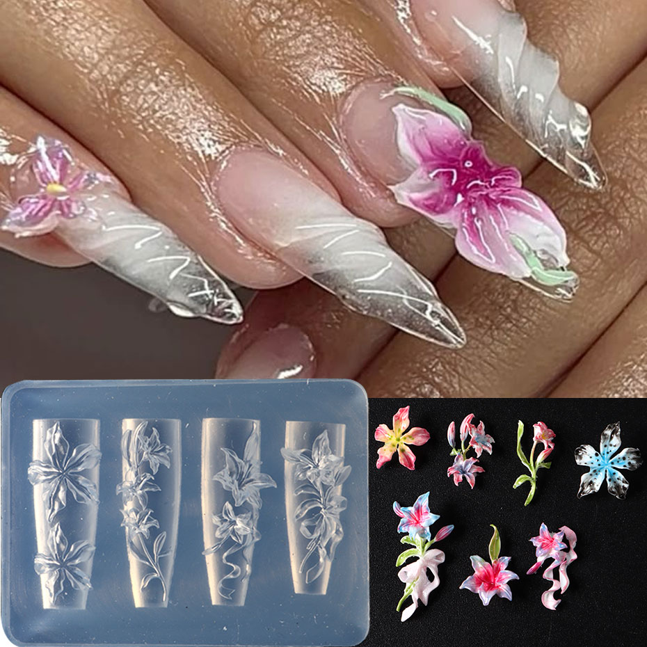 1pcs 3D Elegant Lily Nail Char - Resin Art Template avaliação e preço