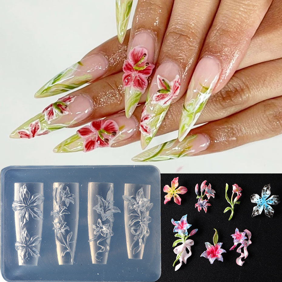 1pcs 3D Elegant Lily Nail Char - Resin Art Template avaliação e preço