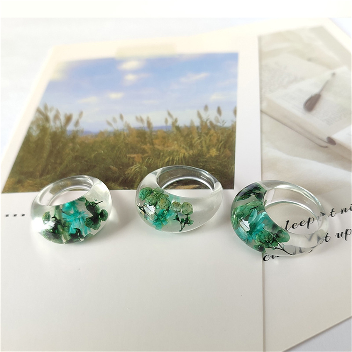 Transparent Resin Ring with Re - Resin Art Ring avaliação e preço