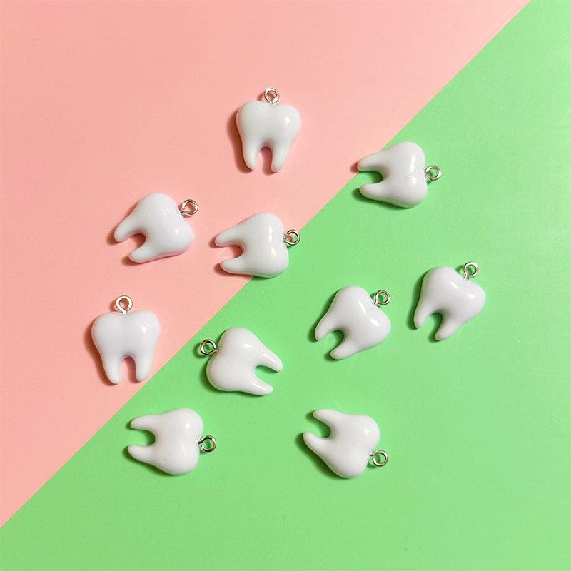 10pcs Cute White Teeth Resin P - Resin Art Earrings avaliação e preço