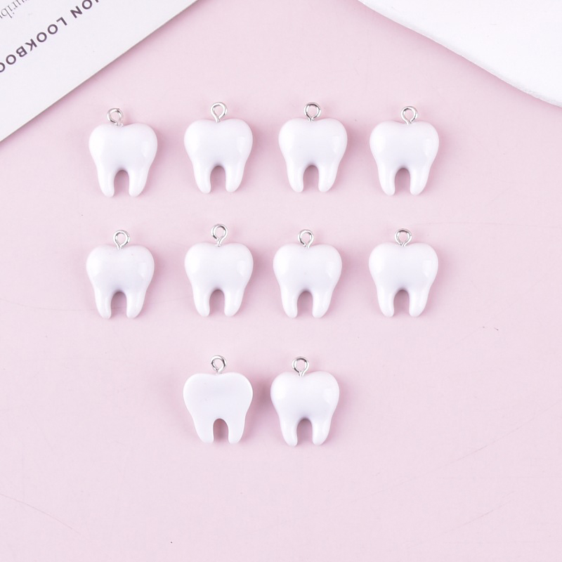10pcs Cute White Teeth Resin P - Resin Art Earrings avaliação e preço