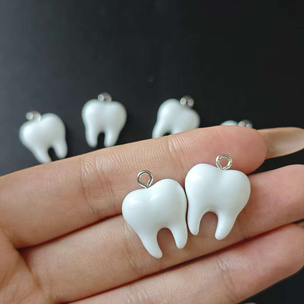 10pcs Cute White Teeth Resin P - Resin Art Earrings avaliação e preço