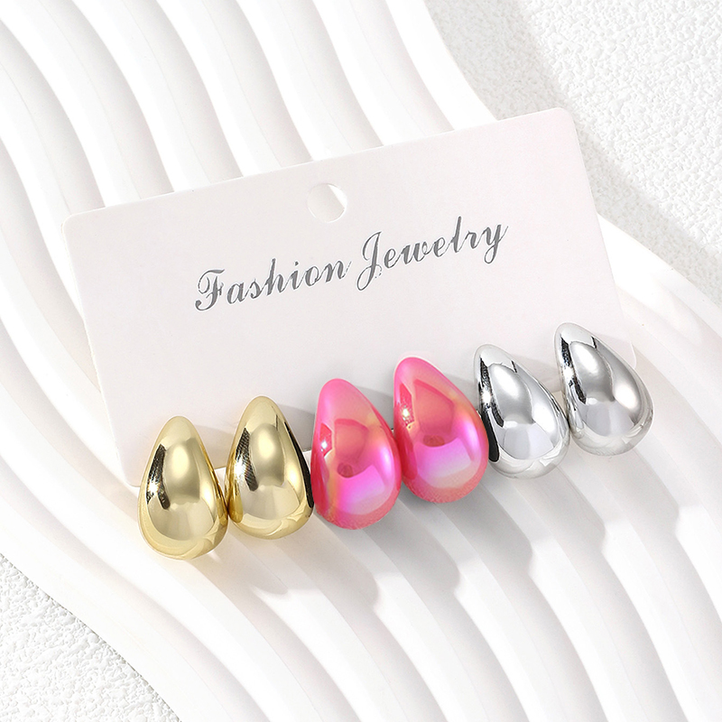 3 Pairs Fashion Resin Drop Ear - Resin Art Ring avaliação e preço