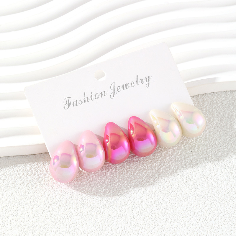 3 Pairs Fashion Resin Drop Ear - Resin Art Ring avaliação e preço