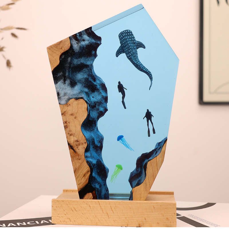 Resin Cave Whale Diver Desktop - Resin Art Gift For Wedding avaliação e preço