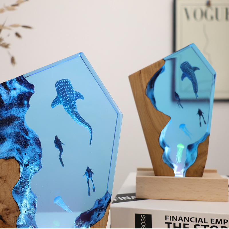 Resin Cave Whale Diver Desktop - Resin Art Gift For Wedding avaliação e preço