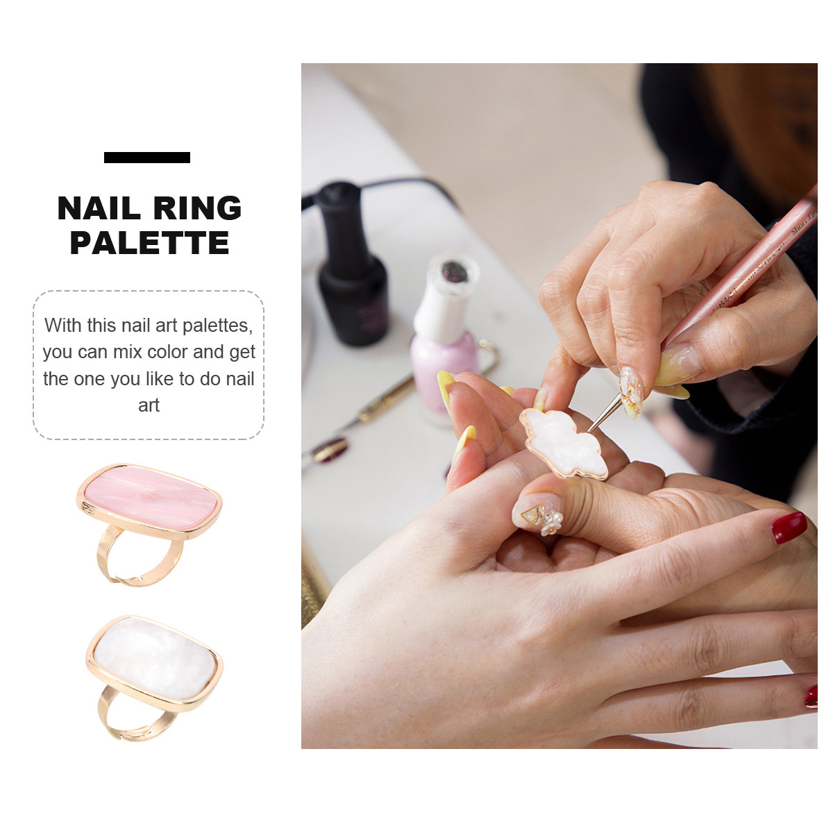 2Pcs Portable Nail Art Ring Pa - Resin Art Ring avaliação e preço