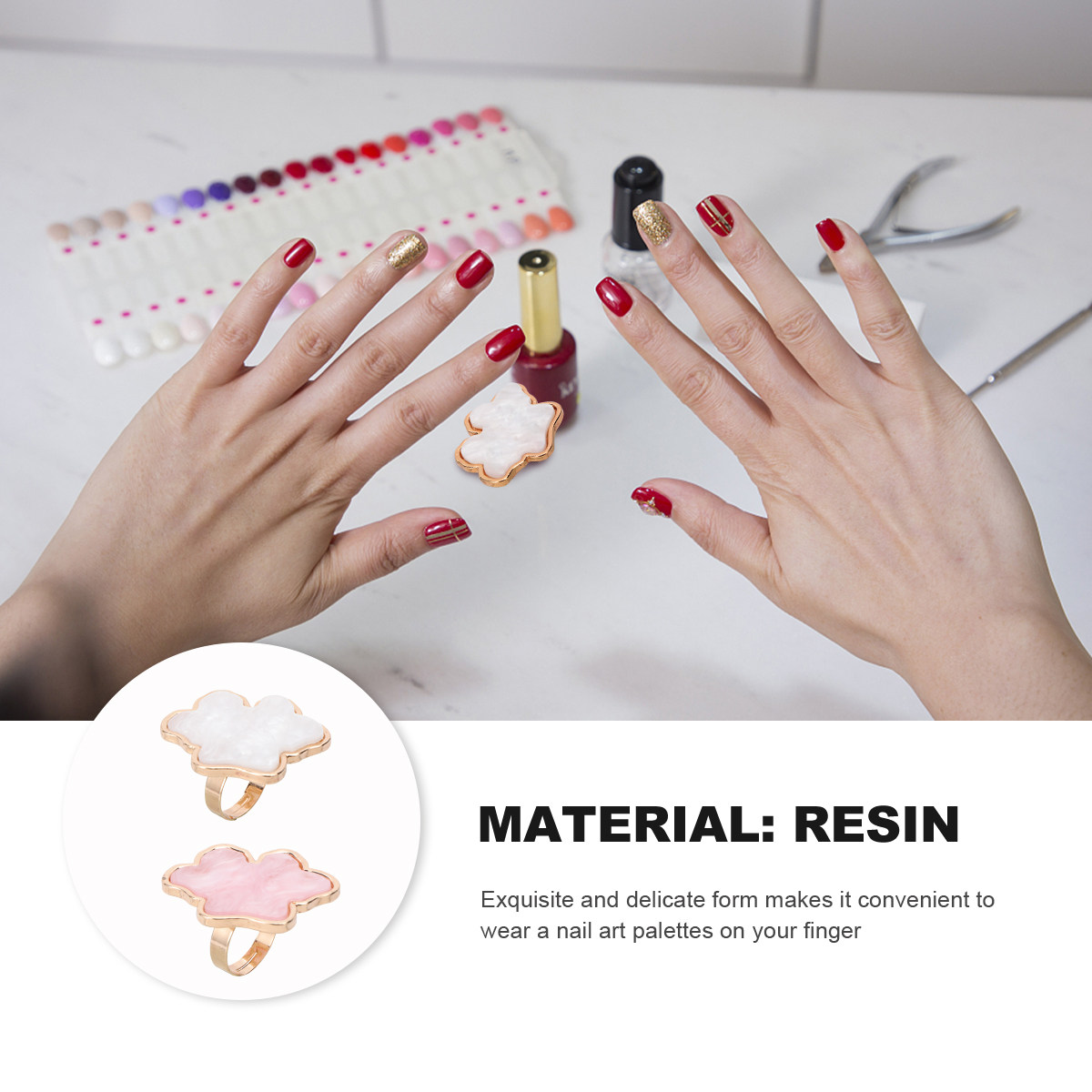 2Pcs Portable Nail Art Ring Pa - Resin Art Ring avaliação e preço
