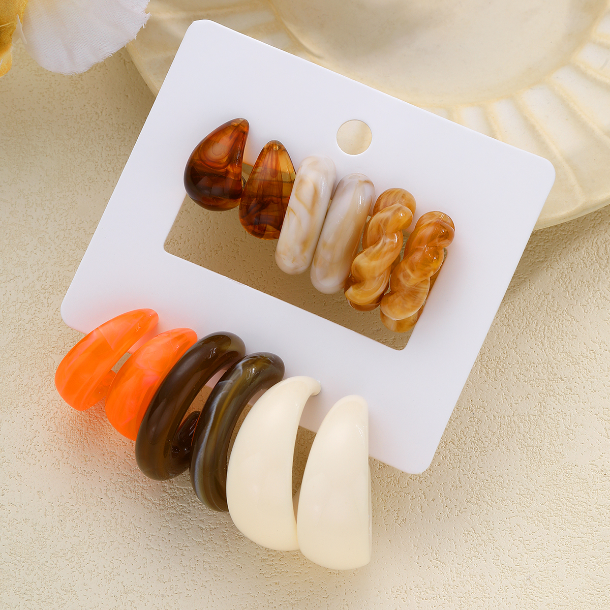 12pcs Bohemian Colorful Resin  - Resin Art Ring avaliação e preço