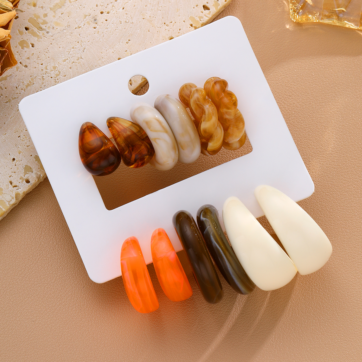 12pcs Bohemian Colorful Resin  - Resin Art Ring avaliação e preço