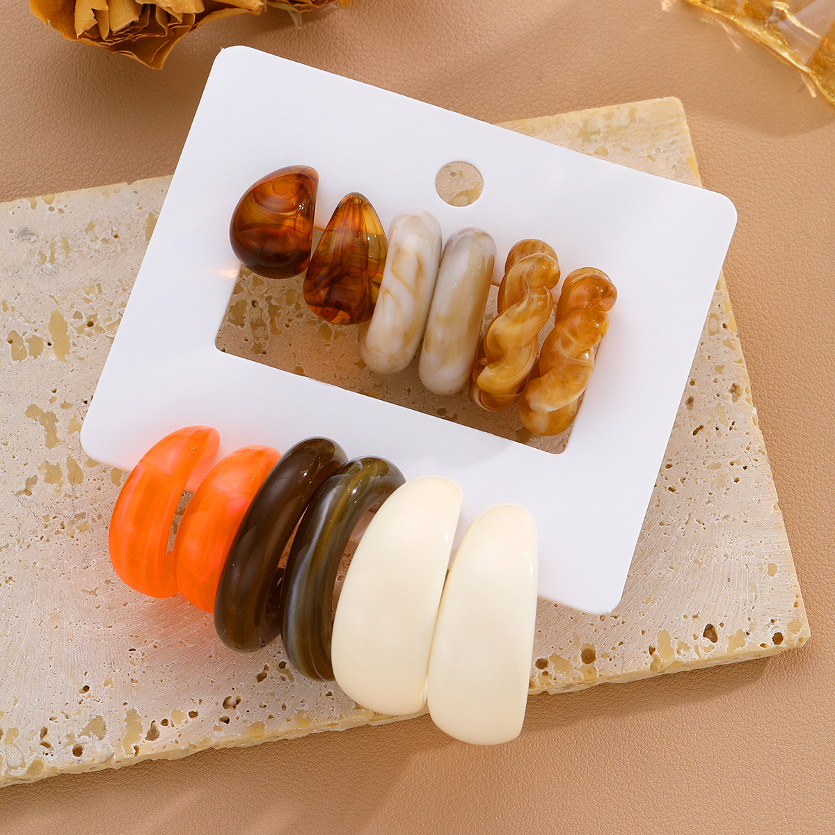 12pcs Bohemian Colorful Resin  - Resin Art Ring avaliação e preço