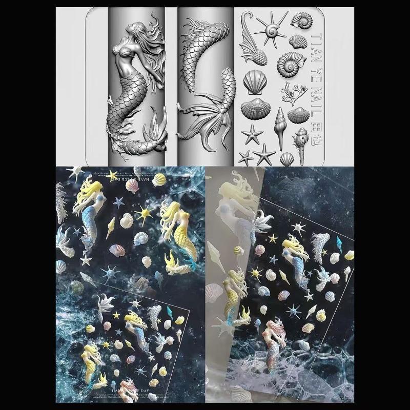 【xxx】Silicone Nail Ocean Merma - Resin Art Template avaliação e preço
