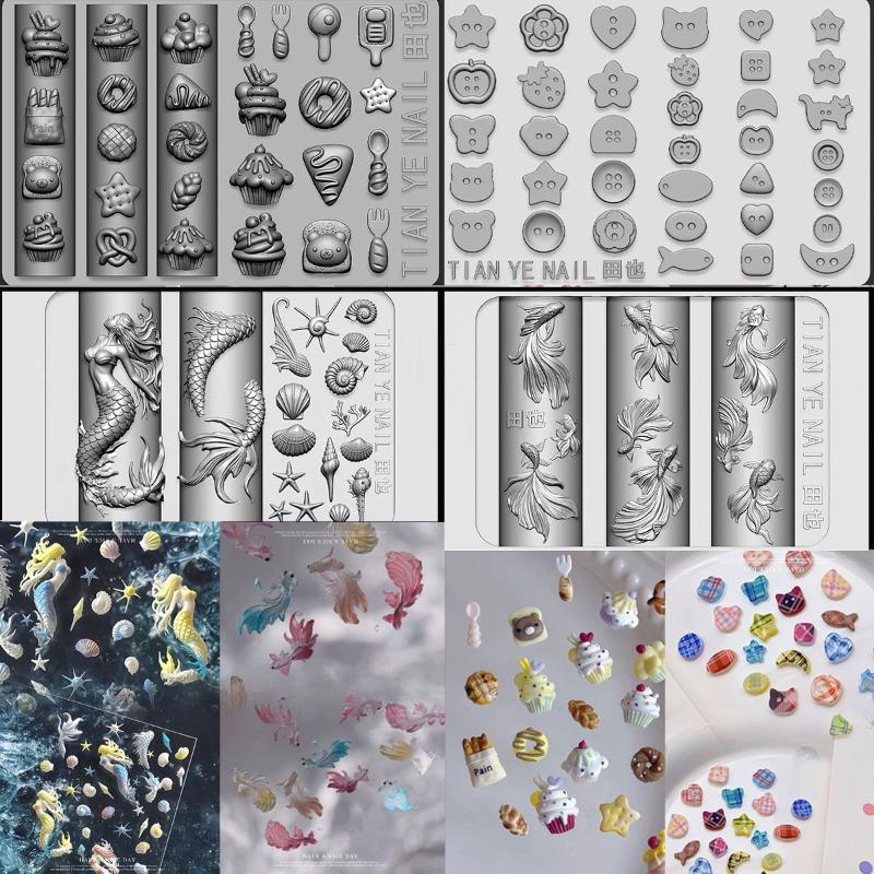 【xxx】Silicone Nail Ocean Merma - Resin Art Template avaliação e preço