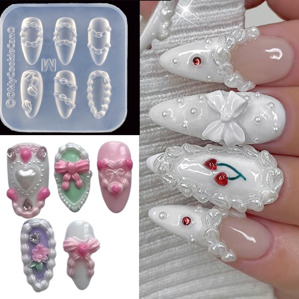 1pc 3D French Cream Nail Art S - Resin Art Template avaliação e preço
