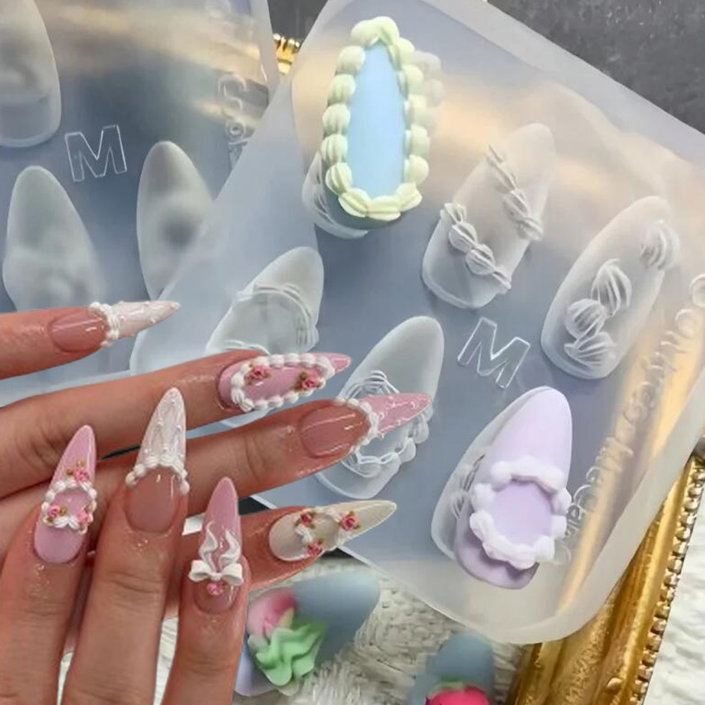 1pc 3D French Cream Nail Art S - Resin Art Template avaliação e preço