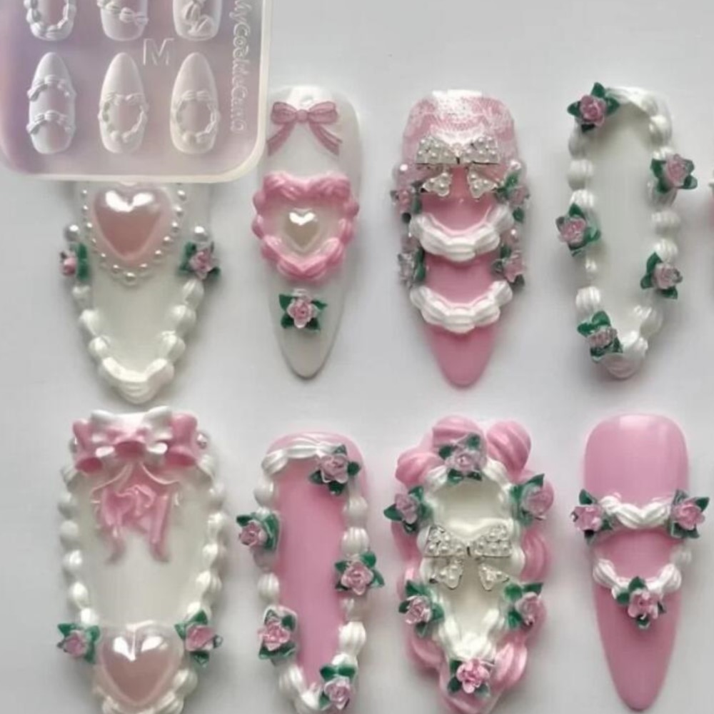 1pc 3D French Cream Nail Art S - Resin Art Template avaliação e preço