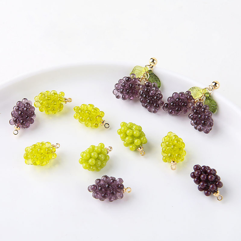6pcs Cute Little Grapes Resin  - Resin Art Earrings avaliação e preço