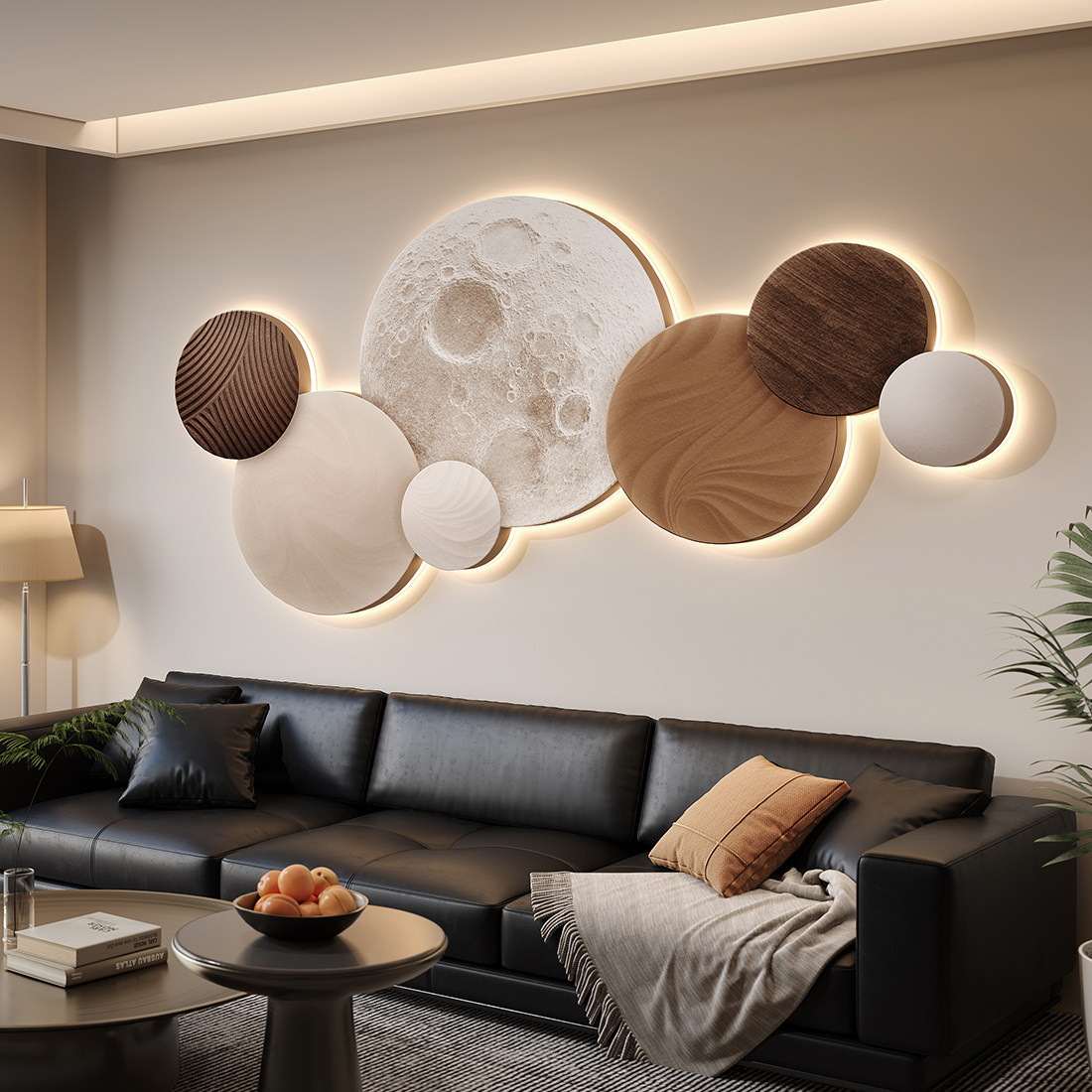 Moon Bedroom Decor Modern Luxu - Resin Art On Wood avaliação e preço