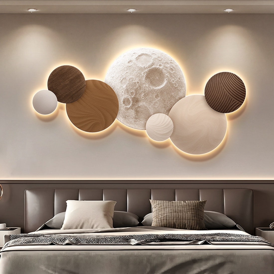 Moon Bedroom Decor Modern Luxu - Resin Art On Wood avaliação e preço