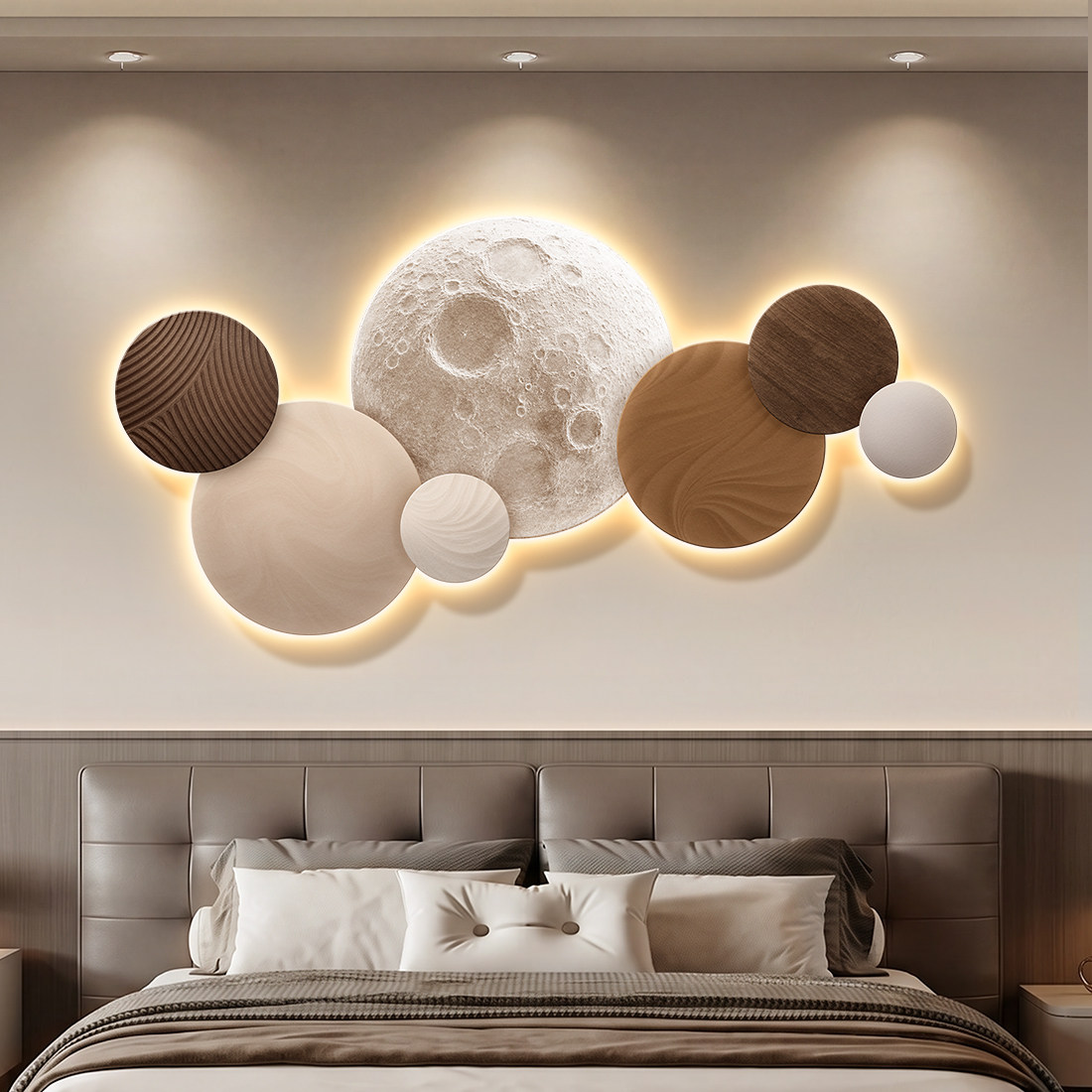 Moon Bedroom Decor Modern Luxu - Resin Art On Wood avaliação e preço