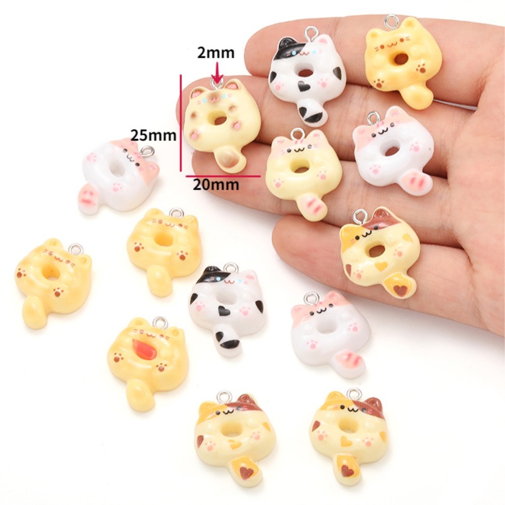 10Pcs Kawaii Cartoon Cat Resin - Resin Art Earrings avaliação e preço