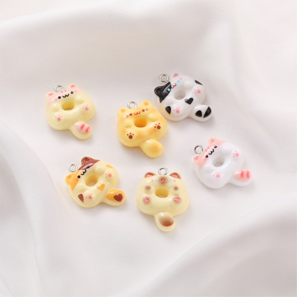 10Pcs Kawaii Cartoon Cat Resin - Resin Art Earrings avaliação e preço