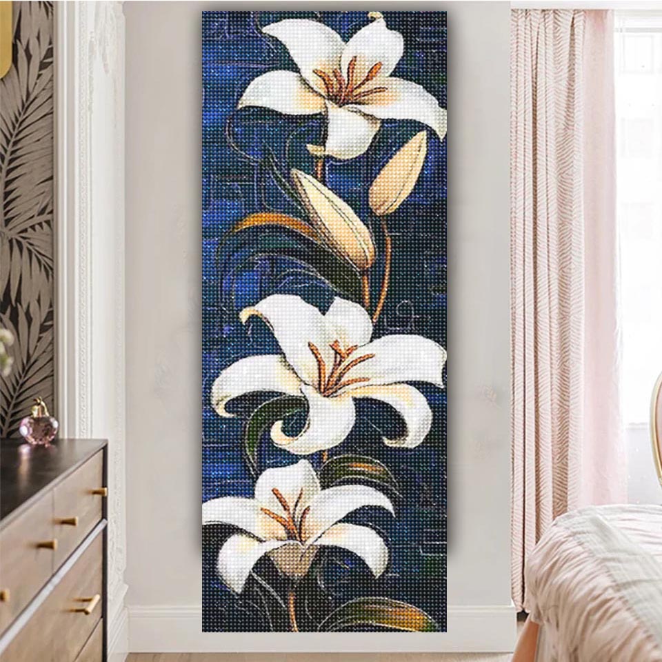 Vibrant white Lily Diy Diamond - Resin Art All avaliação e preço