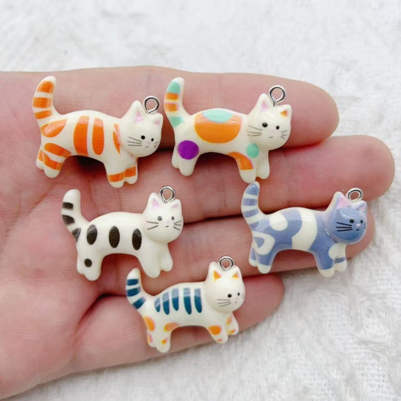 10pcs resin cartoon cat animal - Resin Art Earrings avaliação e preço