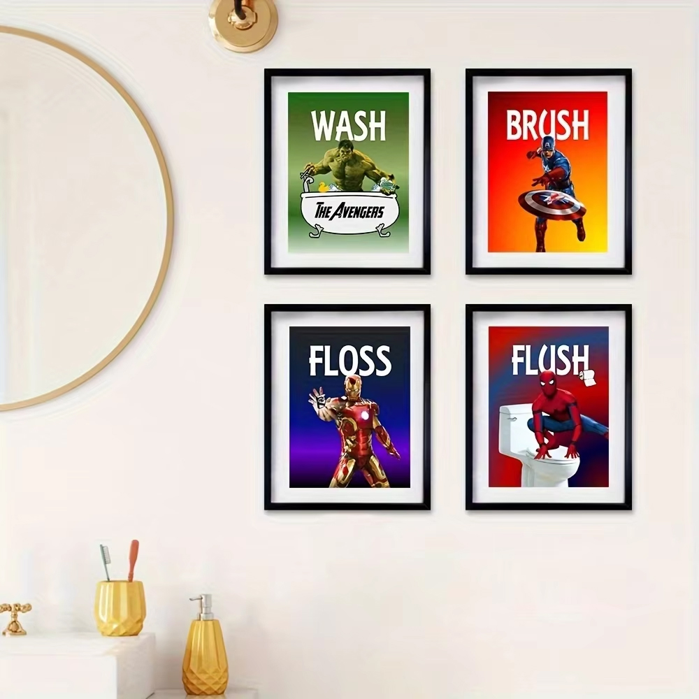 Superheroes Bathroom Wall Art  - Resin Art Quotes avaliação e preço