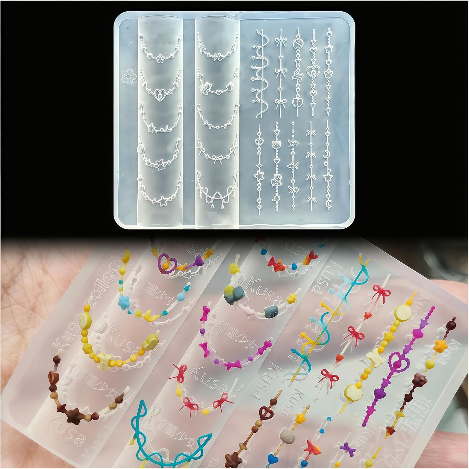 3D Bead Necklace Gel Nail Art  - Resin Art Template avaliação e preço