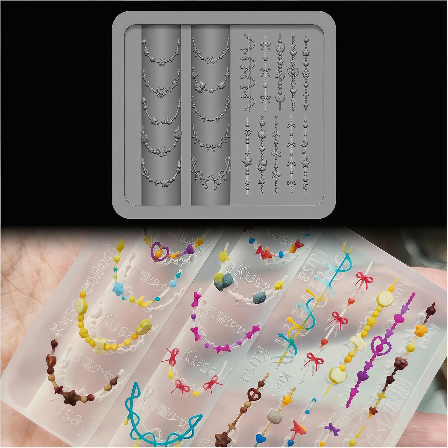3D Bead Necklace Gel Nail Art  - Resin Art Template avaliação e preço