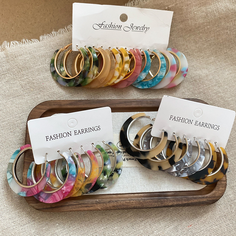 Fashion Big Circle Acrylic Ear - Resin Art Ring avaliação e preço