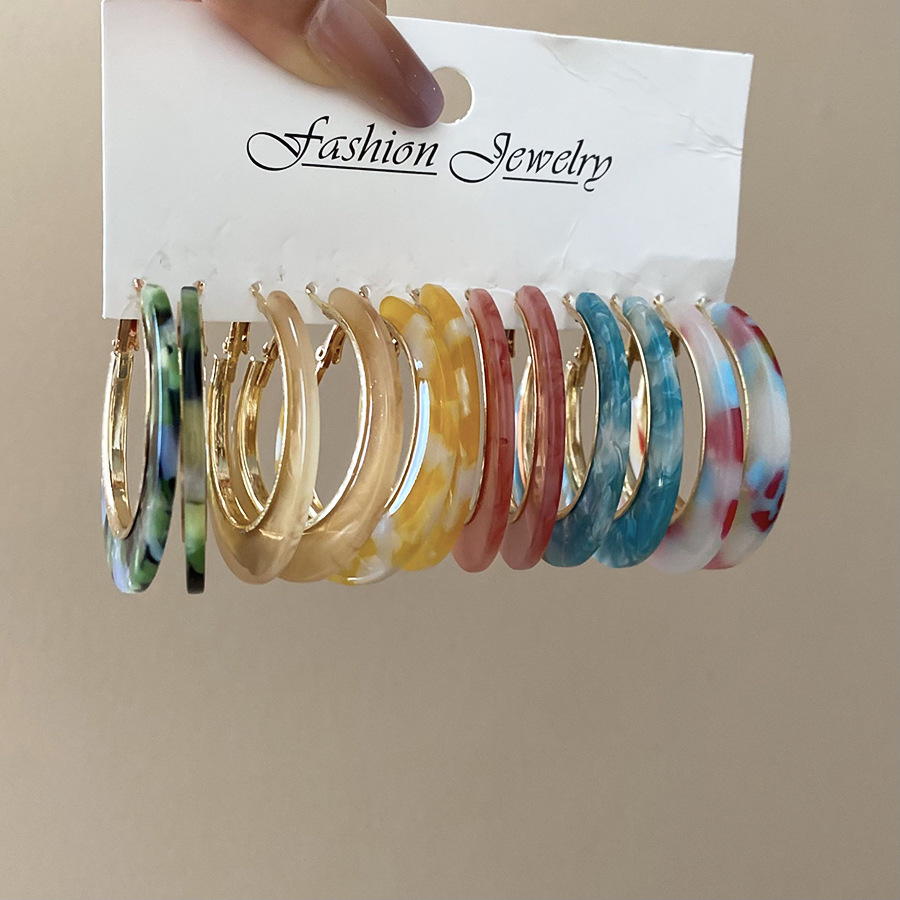 Fashion Big Circle Acrylic Ear - Resin Art Ring avaliação e preço
