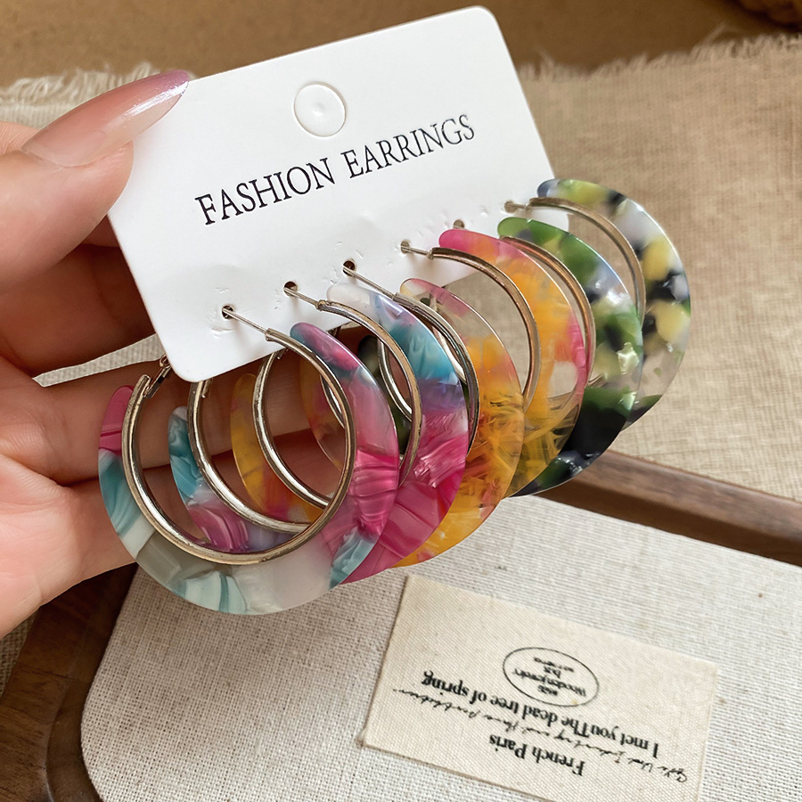 Fashion Big Circle Acrylic Ear - Resin Art Ring avaliação e preço