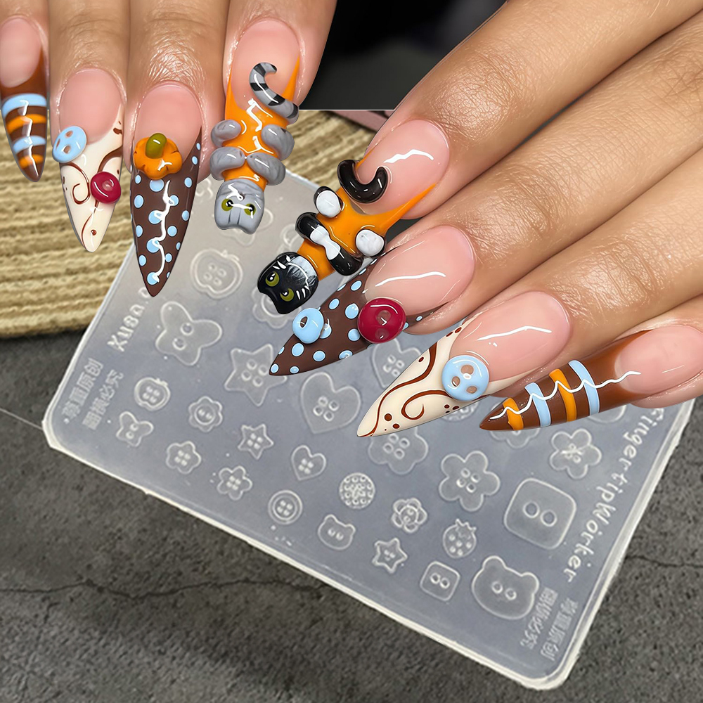 3D Buttons Nail Art Mold Silic - Resin Art Template avaliação e preço