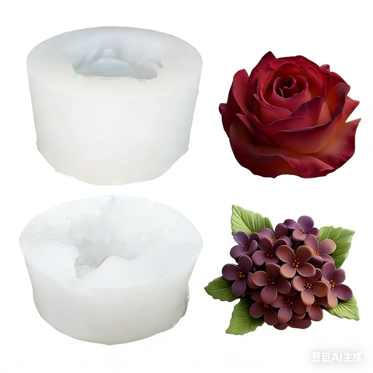 2-Piece 3D Rose and Lilac Sili - Resin Art All avaliação e preço