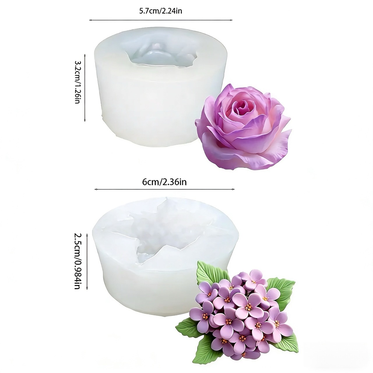 2-Piece 3D Rose and Lilac Sili - Resin Art All avaliação e preço