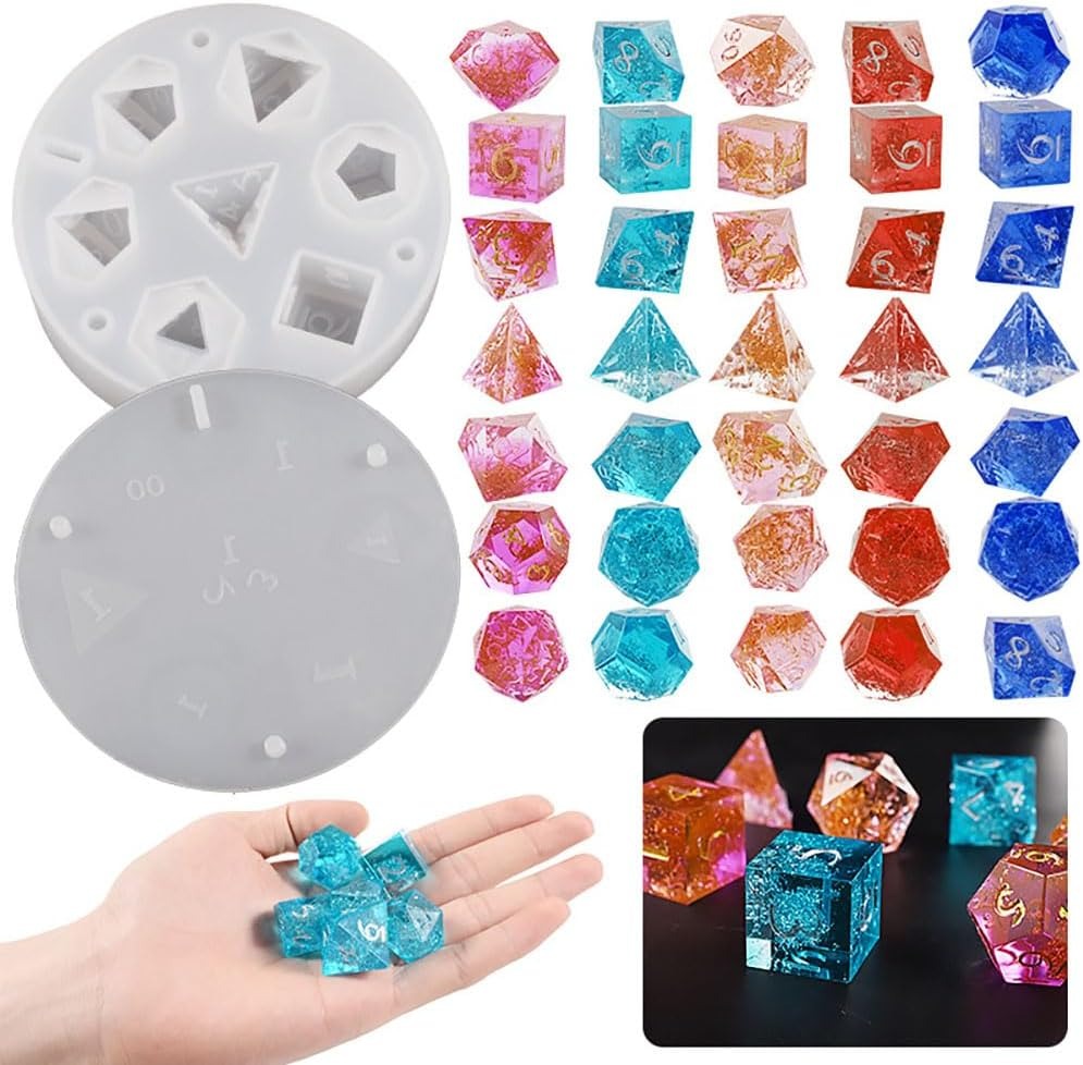 DIY 7-Cavity Dice Molds - Shar - Resin Art Template avaliação e preço