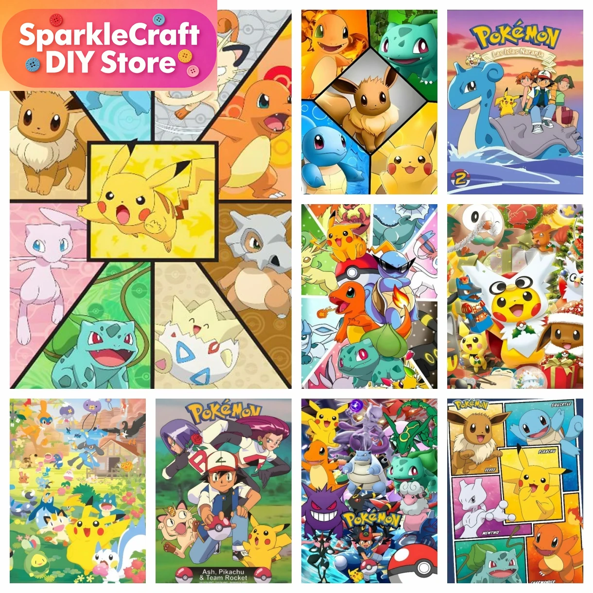 1pc frameless Cartoon Pokemon  - Resin Art Sticker avaliação e preço