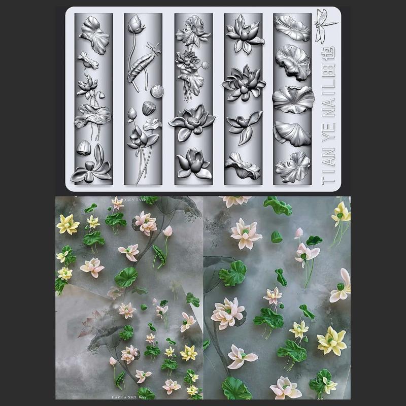 Flowers Series 3D Curved Nail  - Resin Art Template avaliação e preço